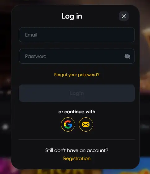 Caswino Casino login interface page