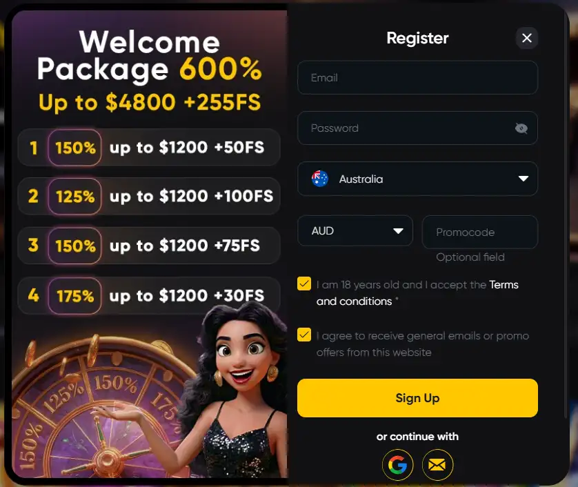 Caswino Sign up bonus